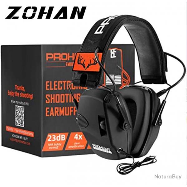 ZOHAN Protection Auditive lectronique Casque NRR 23dB Rducteur de Bruit pour le tir