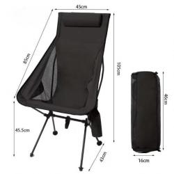 Chaise pliante EasySeat avec appui-tête - Noir