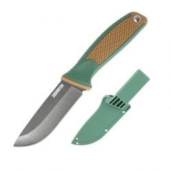 Couteau lame fixe Ironclaw antidérapant EDC - Vert - Marron