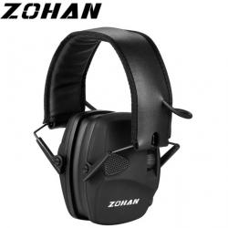 ZOHAN - Protège-Oreilles Professionnel Casque Anti-Bruit Électronique NRR 22dB Chasse et Tir Noir