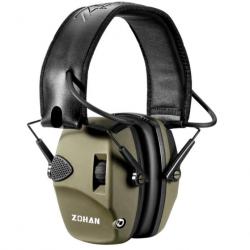 ZOHAN - Protège-Oreilles Professionnel Casque Anti-Bruit Électronique NRR 22dB Chasse et Tir Vert