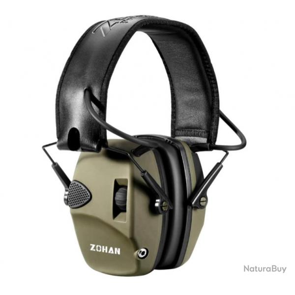 ZOHAN - Protge-Oreilles Professionnel Casque Anti-Bruit lectronique NRR 22dB Chasse et Tir Vert