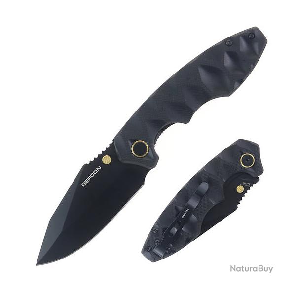 Couteau Defcon Black Manche G10 Lame Acier 14C28N Blk Linerlock Clip TD004F2