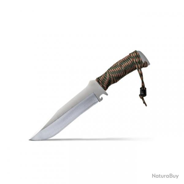 COUTEAU WILDSTEER TX BOWIE PARACORDE WOODLAND CAMO + ETUI NYLON