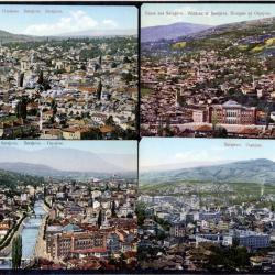 4 pièces, Bosnie et Herzégovine, Carte postale ancienne, panorama Sarajevo, Capajebo 1908