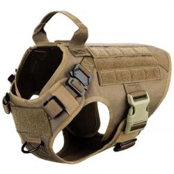 Harnais anti-traction tactique pour chien Réglable respirant et durable randonnées chasse Marron