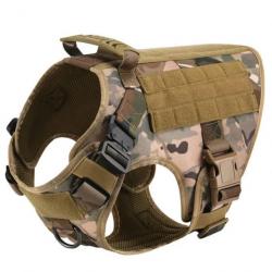 Harnais anti-traction tactique pour chien Réglable respirant et durable randonnées chasse Camouflage