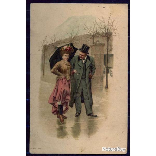 Germany, Allemagne, Carte postale ancienne, couple amoureux 1900's