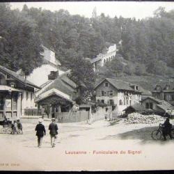 Carte postale ancienne Suisse, Lausanne - Funiculaire du Signal 1900's