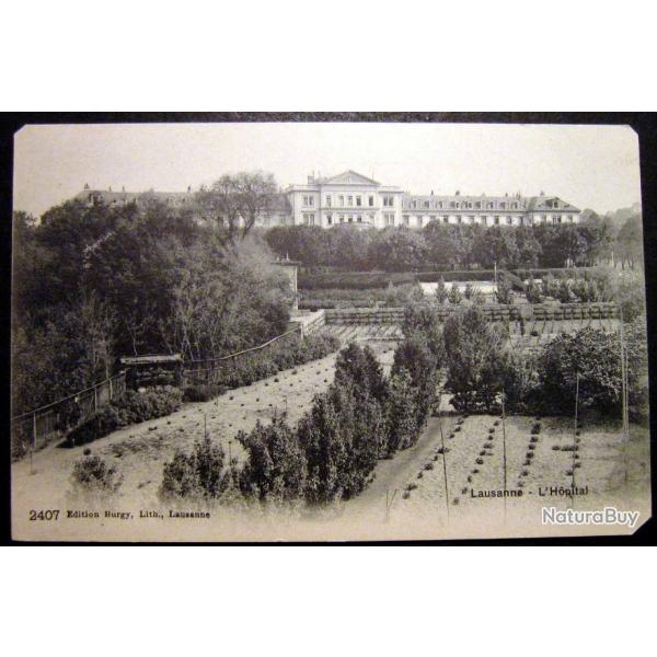 Carte postale ancienne Suisse, Lausanne - L'Hpital 1900's