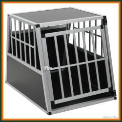 CAGE DE TRANSPORT POUR CHIEN EN COFFRE DE VOITURE AVEC GRANDE PORTE 65X 91 X 69,5 CM ALU