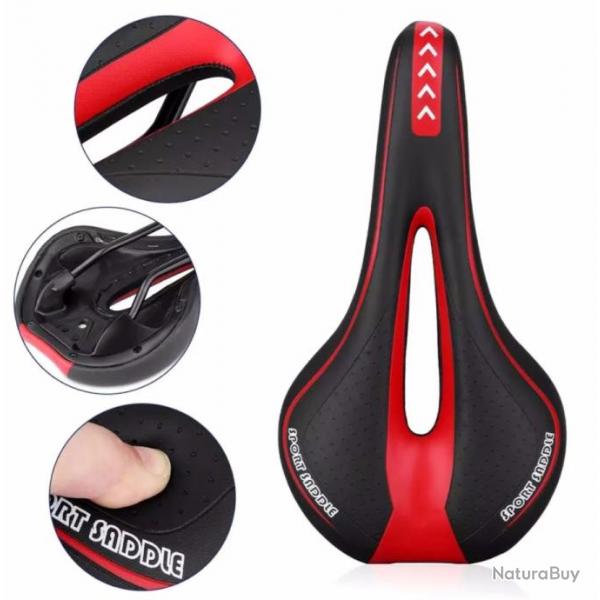 Selle de Vlo Confortable en Gel Unisexe Sige de Vlo Route, Montagne VTT Rouge