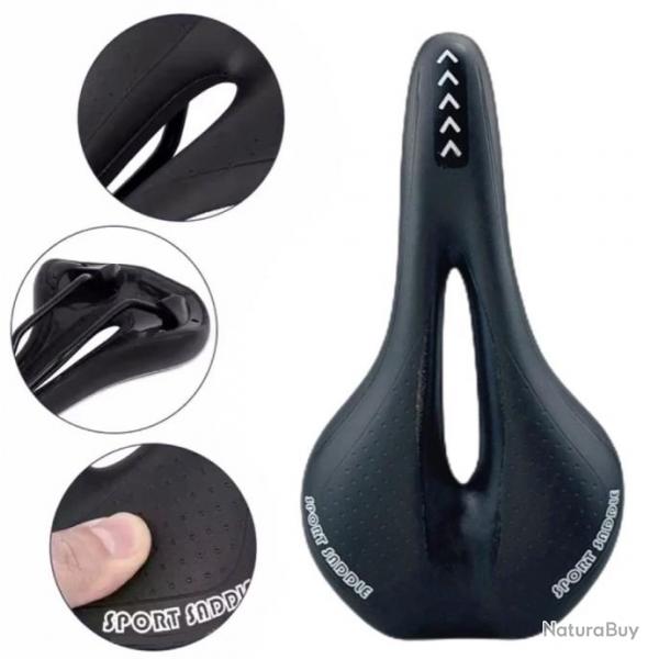 Selle de Vlo Confortable en Gel Unisexe Sige de Vlo Route, Montagne VTT Noir