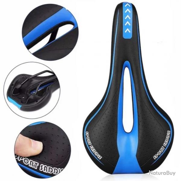 Selle de Vlo Confortable en Gel Unisexe Sige de Vlo Route, Montagne VTT Bleu