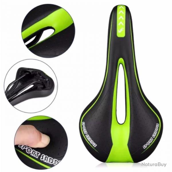 Selle de Vlo Confortable en Gel Unisexe Sige de Vlo Route, Montagne VTT Vert