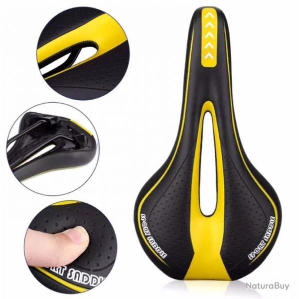 Selle de Vlo Confortable en Gel Unisexe Sige de Vlo Route, Montagne VTT Jaune