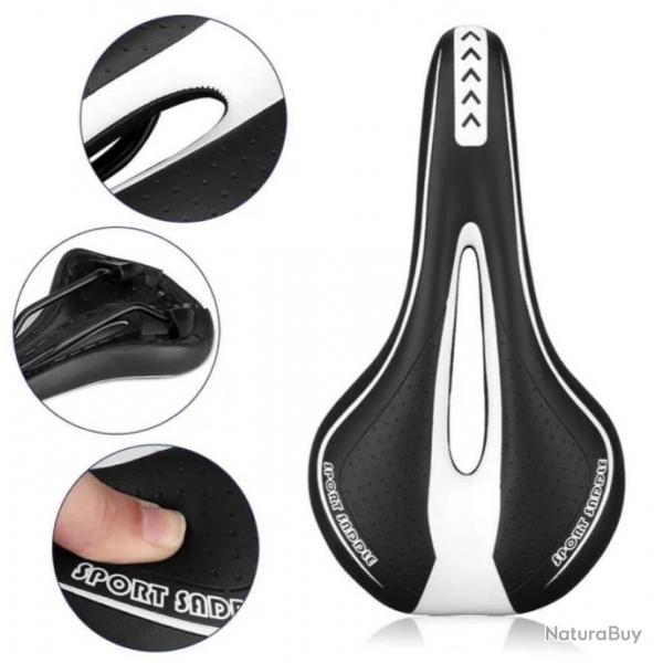 Selle de Vlo Confortable en Gel Unisexe Sige de Vlo Route, Montagne VTT Blanc