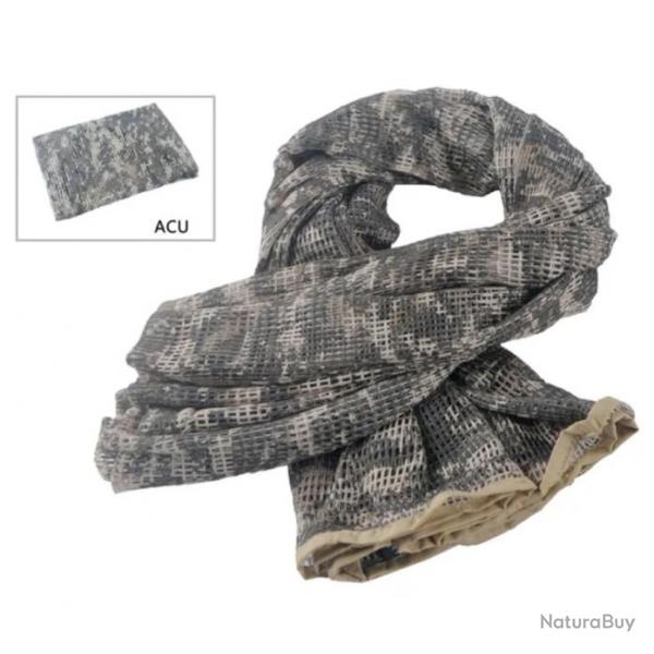 Foulard Tactique Militaire Voile Camouflage en Maille Chasse Plein air Acu