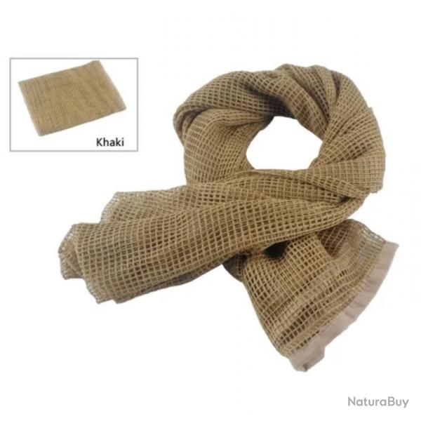 Foulard Tactique Militaire Voile Camouflage en Maille Chasse Plein air Kaki