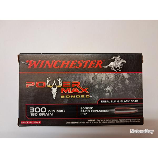 Cartouche Winchester / cal. 300 Win. Mag. - Power Max 11,7 g / 180 gr