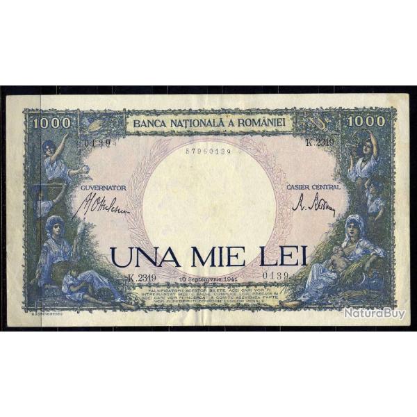 Billet 1941 Roumanie 1000 Una Mie Lei, de banque, papier-monnaie, World Currency Paper Money Romania