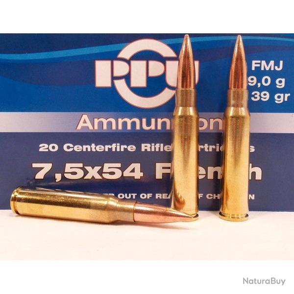 Boite de 20 munitions 7,5x54 /7.5 MAS fabrication Partizan  7.5x54