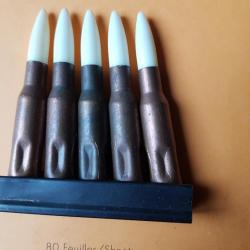 munitions inertes de manipulation d'origine 7,62x54 R  sur clip Mosin Nagant