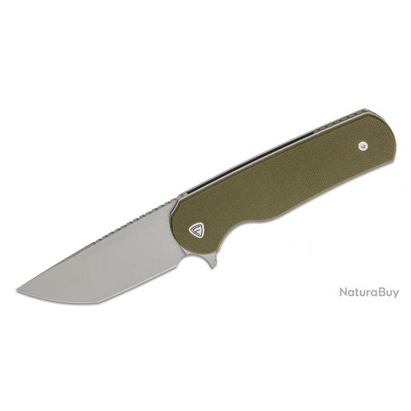 Couteau Ferrum Forge Zelex Green Manche en G10 Lame Tanto Acier D2 Liner Lock Clip FF012G