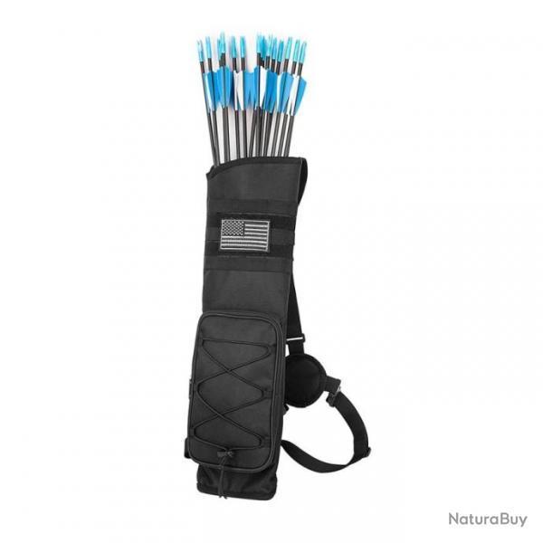 CARQUOIS DORSAL GRANDE CAPACIT POUR TIR ET CHASSE  L'ARC AVEC POCHE ACCESSOIRES - NOIR