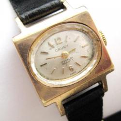 Montre mécanique vintage suisse pour femme « CAUNY » plaquée or, années 1960