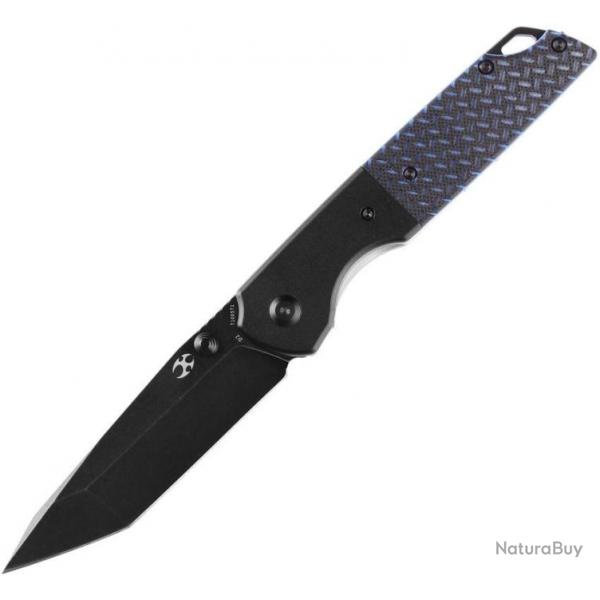 Couteau Kansept Warrior Blk/Blue Manche G10 Lame Tanto Acier D2 IKBS Linerlock Clip KT1005T1