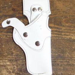 ÉTUI HOLSTER DE CEINTURE CUIR BLANC DE PARADE POUR REVOLVER MANHURIN MR73