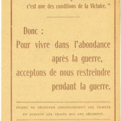 Tickets rationnement Juillet 1918 - 100 grammes de Pain - Etat : SUP