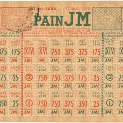 Tickets rationnement de Pain - Janvier Février Mars 1949 Etat : SUP