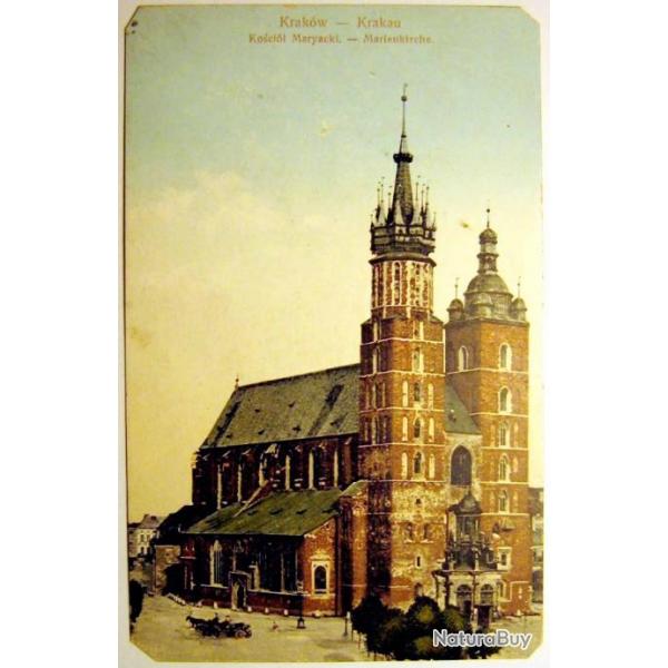 Carte postale ancienne, Pologne Cracovie, glise Sainte-Marie Poland 1907