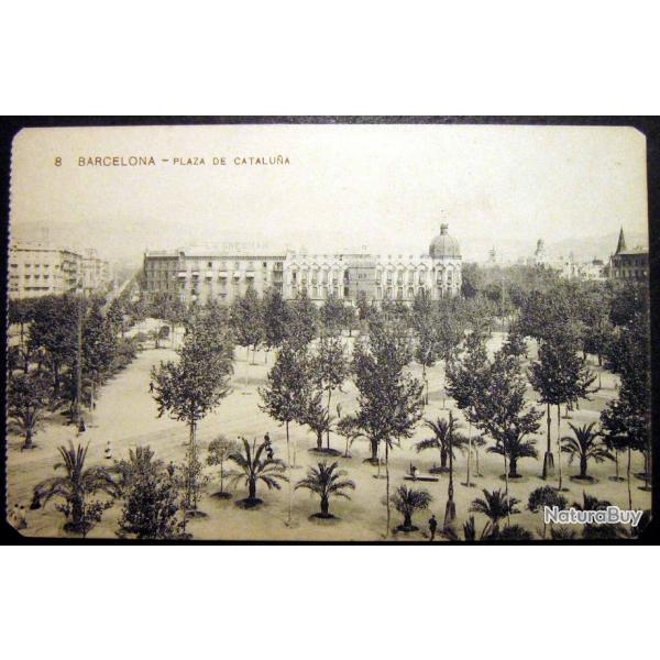 Carte postale ancienne, Spain, Espagne, Barcelone - Place de Catalogne 1900's