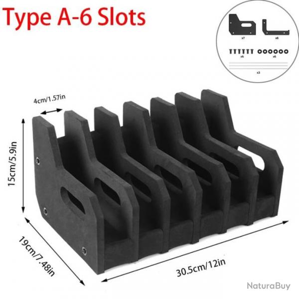 Prsentoir pour arme de poing en mousse EVA - Modle A 6 emplacements