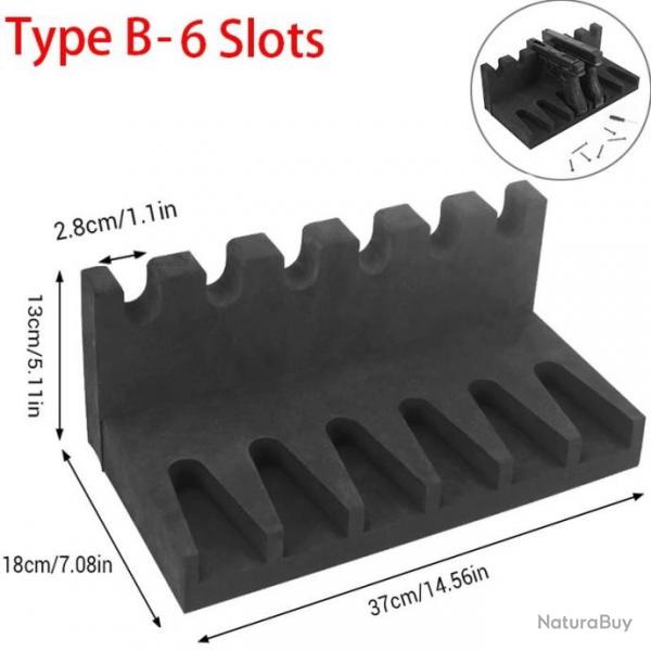 Prsentoir pour arme de poing en mousse EVA - Modle B 6 emplacements