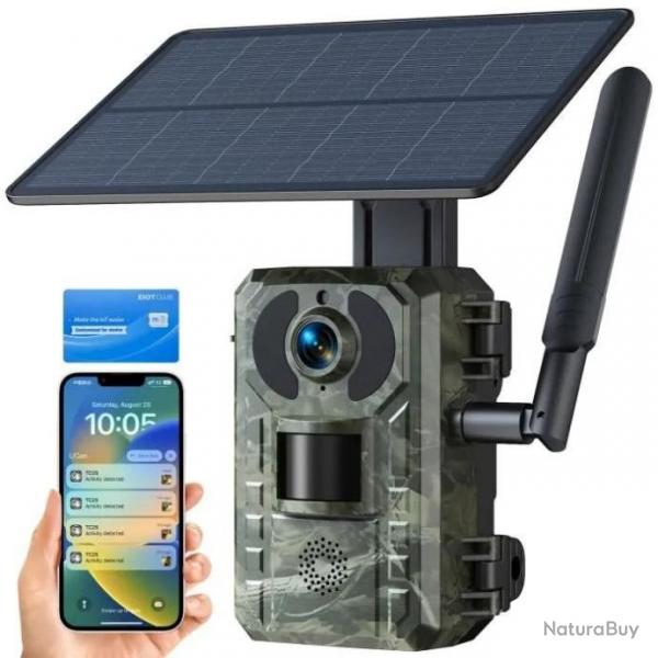 Camra de chasse solaire 2K 14MP Trail Camera 120grand angle 940nm Vision nocturne et 4G SIM/APP