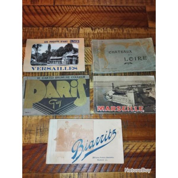 Lot de 5 anciens carnets de carte postale vierge