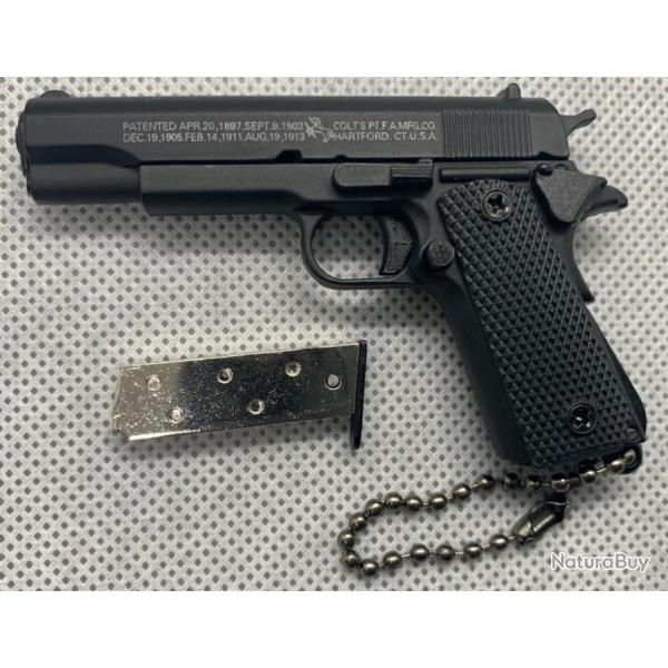 COLT 1911 Noir avec 1 chargeur, 1 munition + Boite Offerte (Miniature - chelle 1:3)