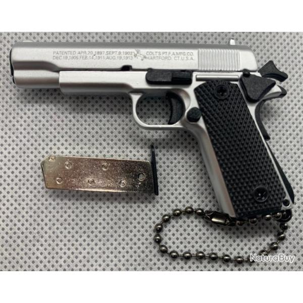 COLT 1911 Gris Matt avec 1 chargeur, 1 munition + Boite Offerte (Miniature - chelle 1:3)