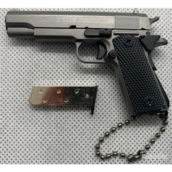 COLT 1911 Gris Fonc Military avec 1 chargeur, 1 munition + Boite Offerte (Miniature - chelle 1:3)