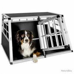 CAGE DE TRANSPORT POUR CHIEN EN COFFRE DE VOITURE AVEC DOUBLE PORTE 89 X 69 X 50 CM ALU