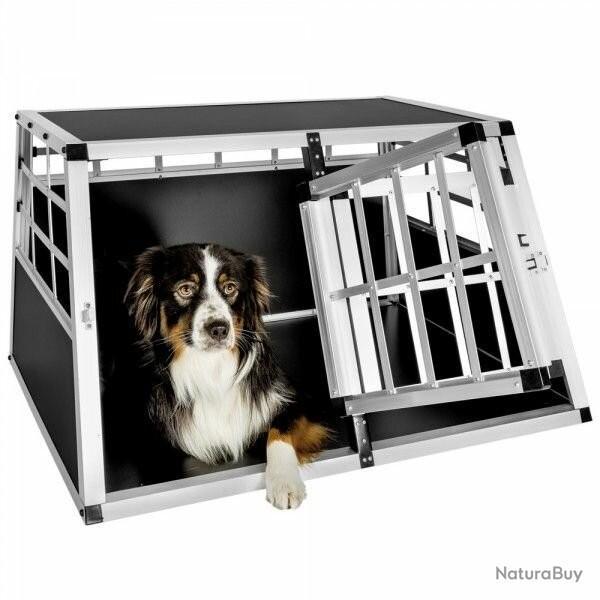 CAGE DE TRANSPORT POUR CHIEN EN COFFRE DE VOITURE AVEC DOUBLE PORTE 89 X 69 X 50 CM ALU