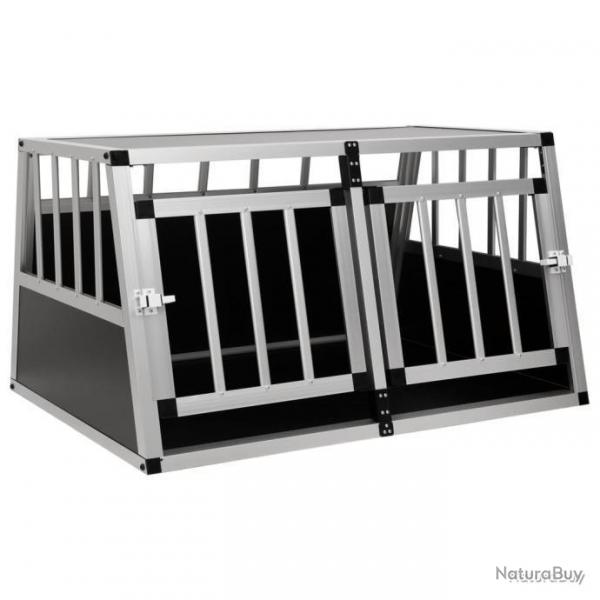 CAGE DE TRANSPORT POUR CHIEN EN ALUMINIUM ET MDF AVEC DOUBLE PORTE 89 X 69 X 50 CM