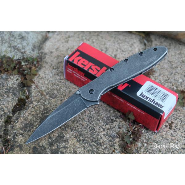 Couteau Kershaw Leek A/O Lame Acier 14C28N SW Manche Acier 410 Framelock Clip Made In USA