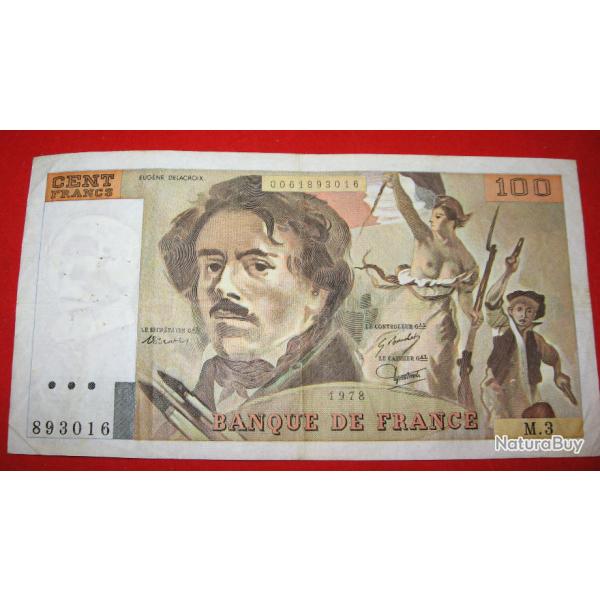 France  billet de 100 francs E.Delacroix de 1978 ttb