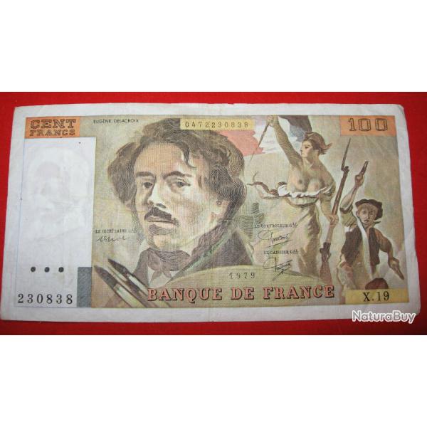 France  billet de 100 francs E.Delacroix de 1979 ttb