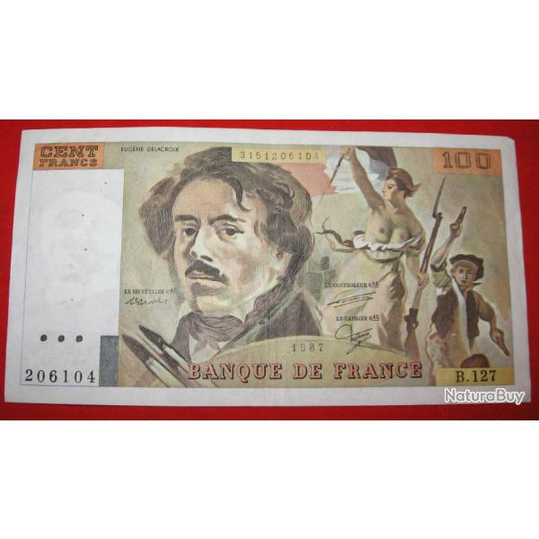 France  billet de 100 francs E.Delacroix de 1987 ttb